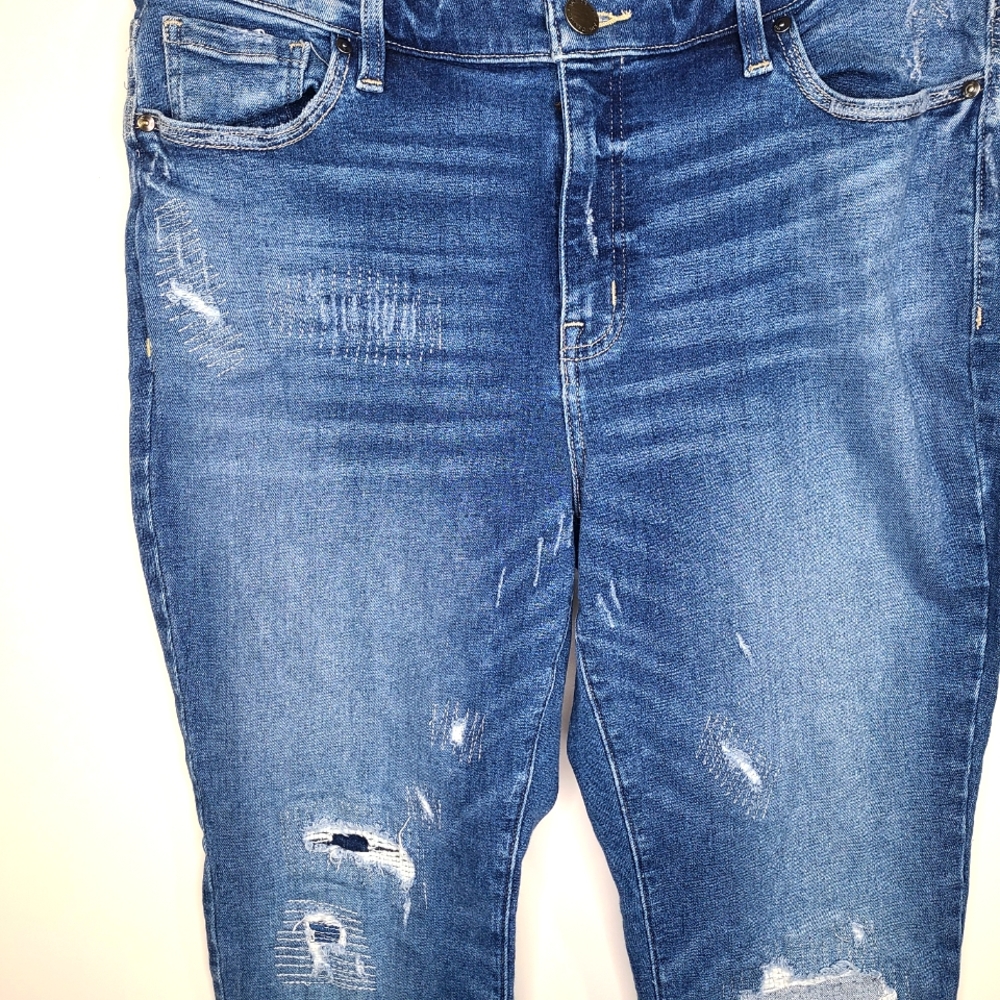 Lane Bryant Plus Size Mid Rise Distressed Skinny Jeans - Picture 3 of 10